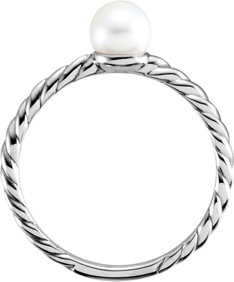 14K White 5.5-6 mm Cultured White Freshwater Pearl Ring