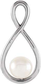 14K White Gold Cultured White Freshwater Pearl Pendant