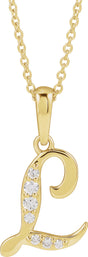 14K Yellow Gold 1/10 CTW Natural Diamond Initial L 18" Necklace