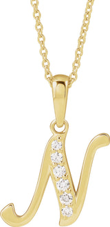 14K Yellow 1/10 CTW Natural Diamond Initial N 18" Necklace