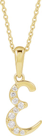 14K Yellow 1/10 CTW Natural Diamond Initial E 18" Necklace