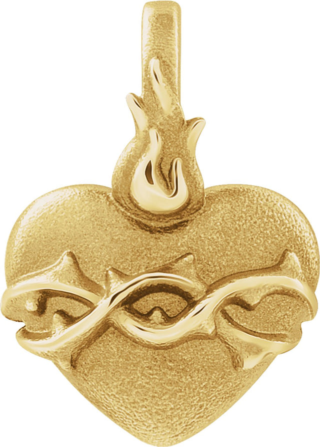 14K Yellow Sacred Heart Pendant