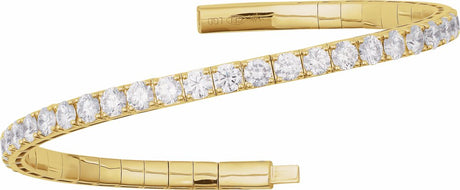 14K Yellow Gold 3 CTW Lab-Grown Diamond  Flexible Bangle 7" Bracelet
