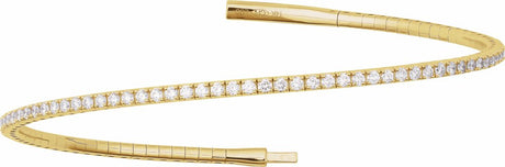 14K Yellow Gold 1 1/2 CTW Lab-Grown Diamond Flexible Bangle 7" Bracelet