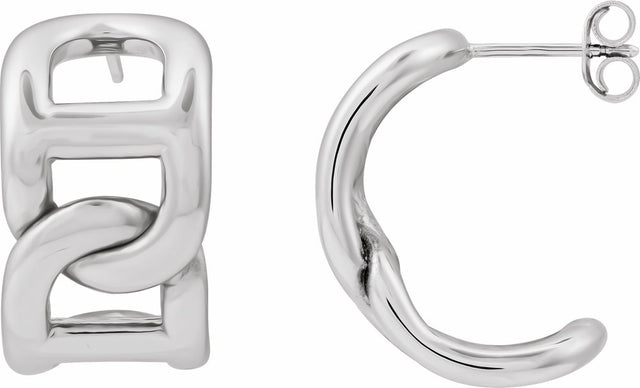 Sterling Silver Anchor Chain 22 mm Hoop Earrings