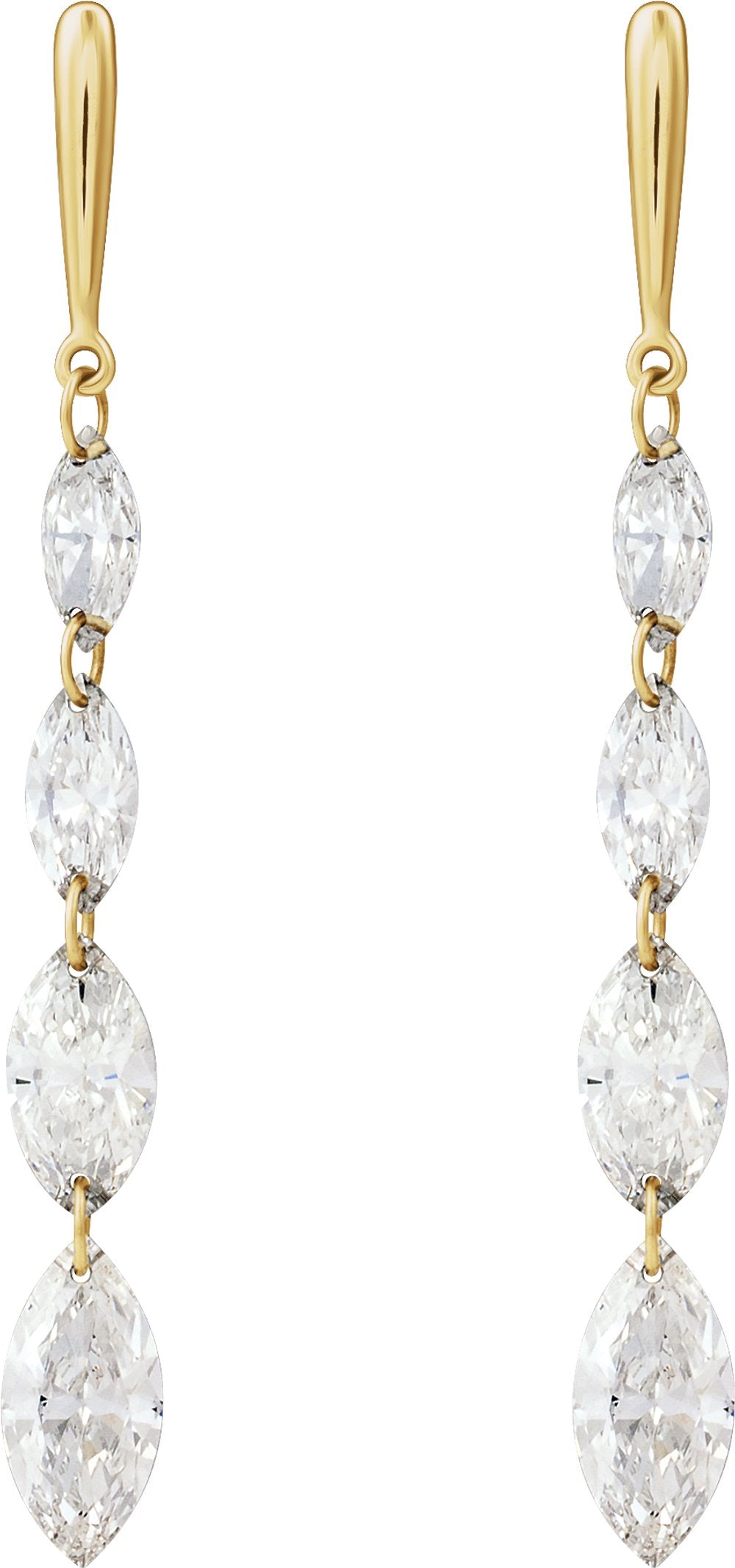 14K Yellow 1 1/2 CTW Lab-Grown Diamond Drilled Diamond Earrings