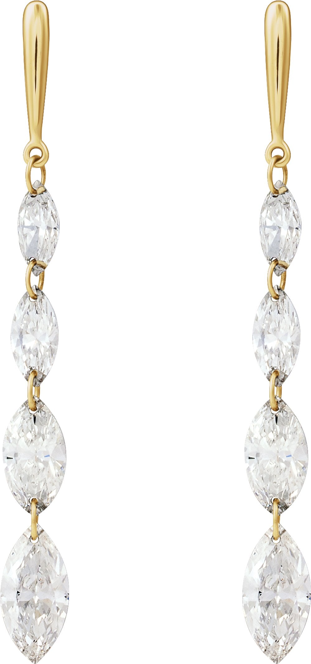 14K Yellow Gold 1 1/2 CTW Lab-Grown Diamond Drilled Diamond Earrings