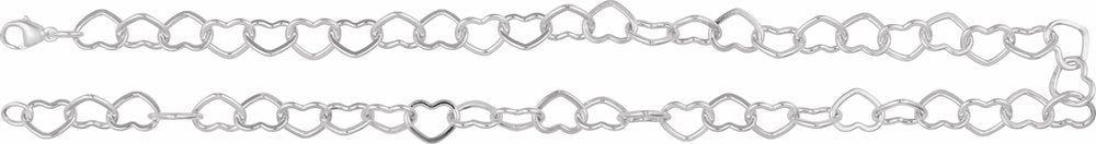 Sterling Silver 9 mm Heart 16" Chain