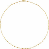 14K Yellow 1.7 mm Satellite Bar Cable 20" Chain