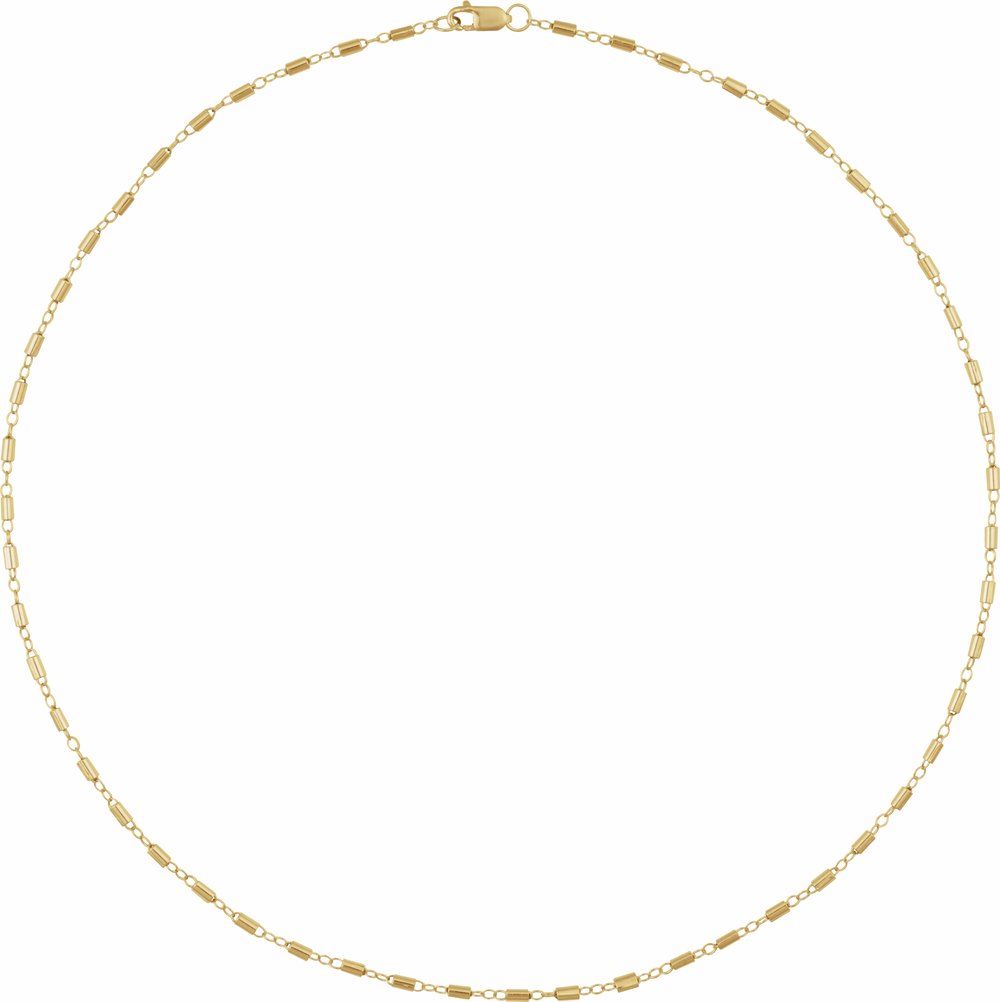 14K Yellow 1.7 mm Satellite Bar Cable 18" Chain