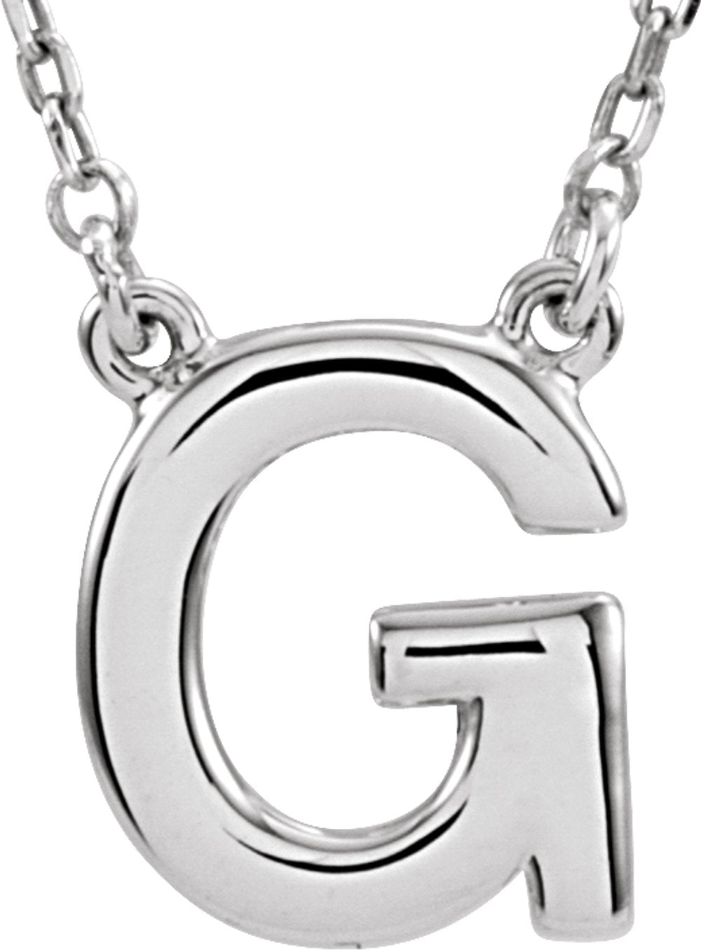 14K White Gold Block Initial G 16" Necklace