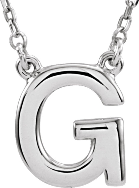 14K White Gold Block Initial G 16" Necklace