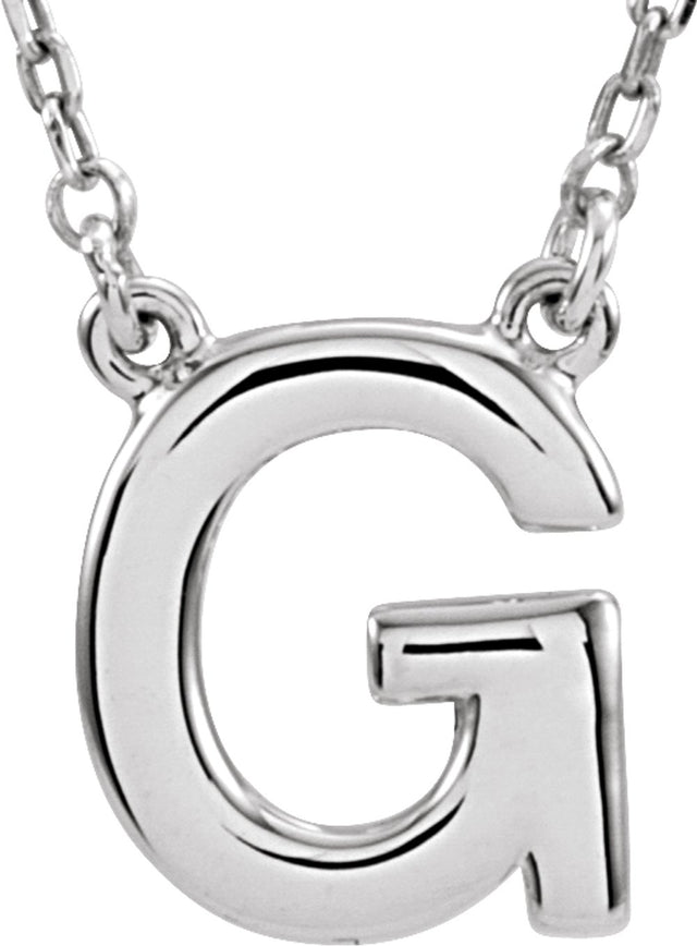 14K White Gold Block Initial G 16" Necklace