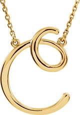 14K Yellow Script Initial C 16" Necklace