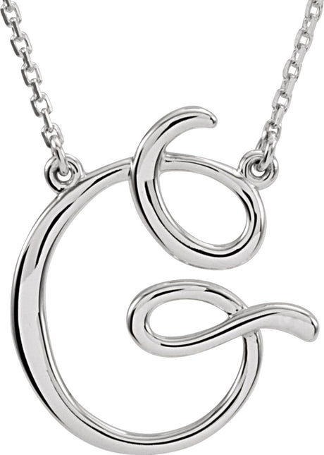 Sterling Silver Script Initial G 16" Necklace