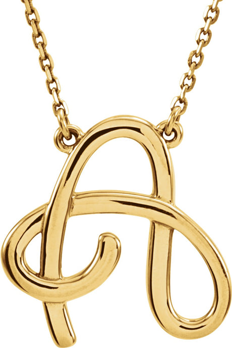 14K Yellow Gold Script Initial A 16" Necklace