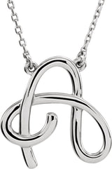 14K White Script Initial A 16" Necklace