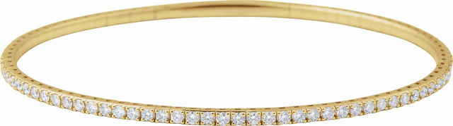 14K Yellow Gold 2 CTW Lab-Grown Diamond  Flexible Bangle 7" Bracelet