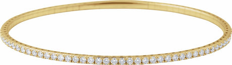 14K Yellow Gold 1 CTW Lab-Grown Diamond  Flexible Bangle 7" Bracelet