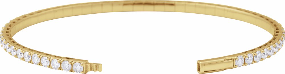 14K Yellow Gold 5 CTW Lab-Grown Diamond Flexible Bangle 7" Bracelet