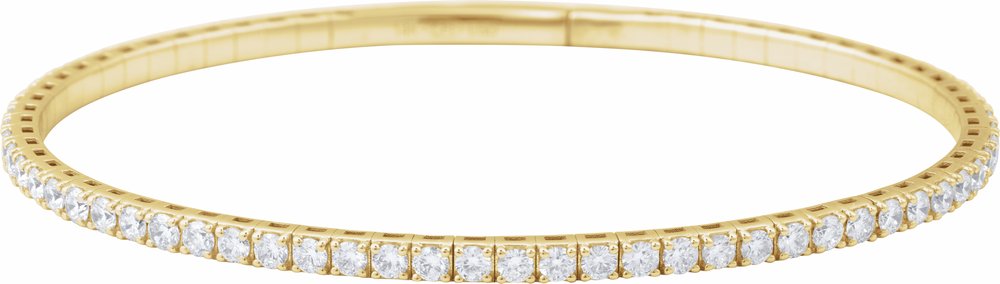 14K Yellow Gold 3 CTW Lab-Grown Diamond Flexible Bangle 7" Bracelet
