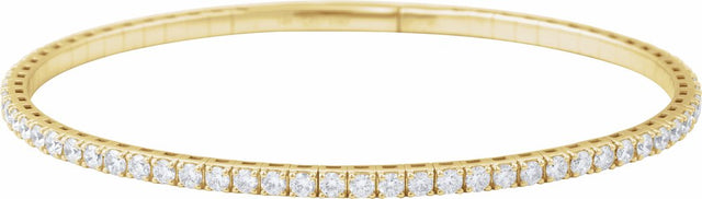 14K Yellow Gold 3 CTW Lab-Grown Diamond Flexible Bangle 7" Bracelet