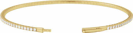 14K Yellow Gold 2 CTW Lab-Grown Diamond Flexible Bangle 7" Bracelet