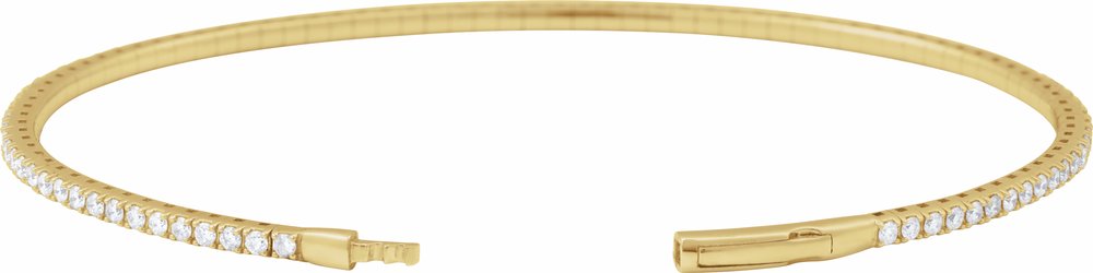 14K Yellow Gold 1 1/2 CTW Lab-Grown Diamond Flexible Bangle 7" Bracelet