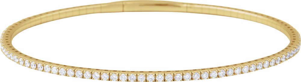 14K Yellow Gold 2 CTW Lab-Grown Diamond Flexible Bangle 7" Bracelet
