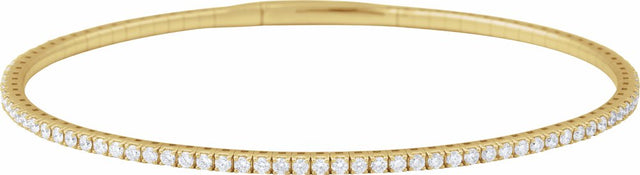 14K Yellow Gold 1 1/2 CTW Lab-Grown Diamond Flexible Bangle 7" Bracelet