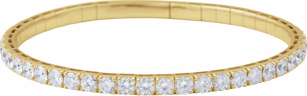 14K Yellow Gold 5 CTW Lab-Grown Diamond  Flexible Bangle 7" Bracelet