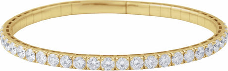 14K Yellow Gold 3 CTW Lab-Grown Diamond  Flexible Bangle 7" Bracelet