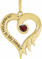 14K Yellow Gold Natural Mozambique Garnet & Engraved I'll Hold You In My Heart Pendant