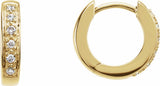 14K Yellow Gold 1/10 CTW Natural Diamond Hinged 12.4 mm Hoop Earrings