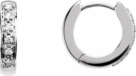 14K White Gold 1/10 CTW Natural Diamond Hinged 12.4 mm Hoop Earring