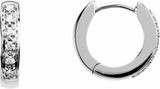 14K White Gold 1/10 CTW Natural Diamond Hinged 12.4 mm Hoop Earring