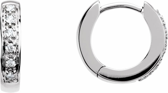 14K White Gold 1/10 CTW Natural Diamond Hinged 12.4 mm Hoop Earring