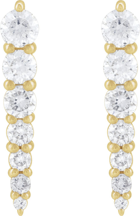 14K Yellow 1/3 CTW Natural Diamond Graduated Bar Earrings