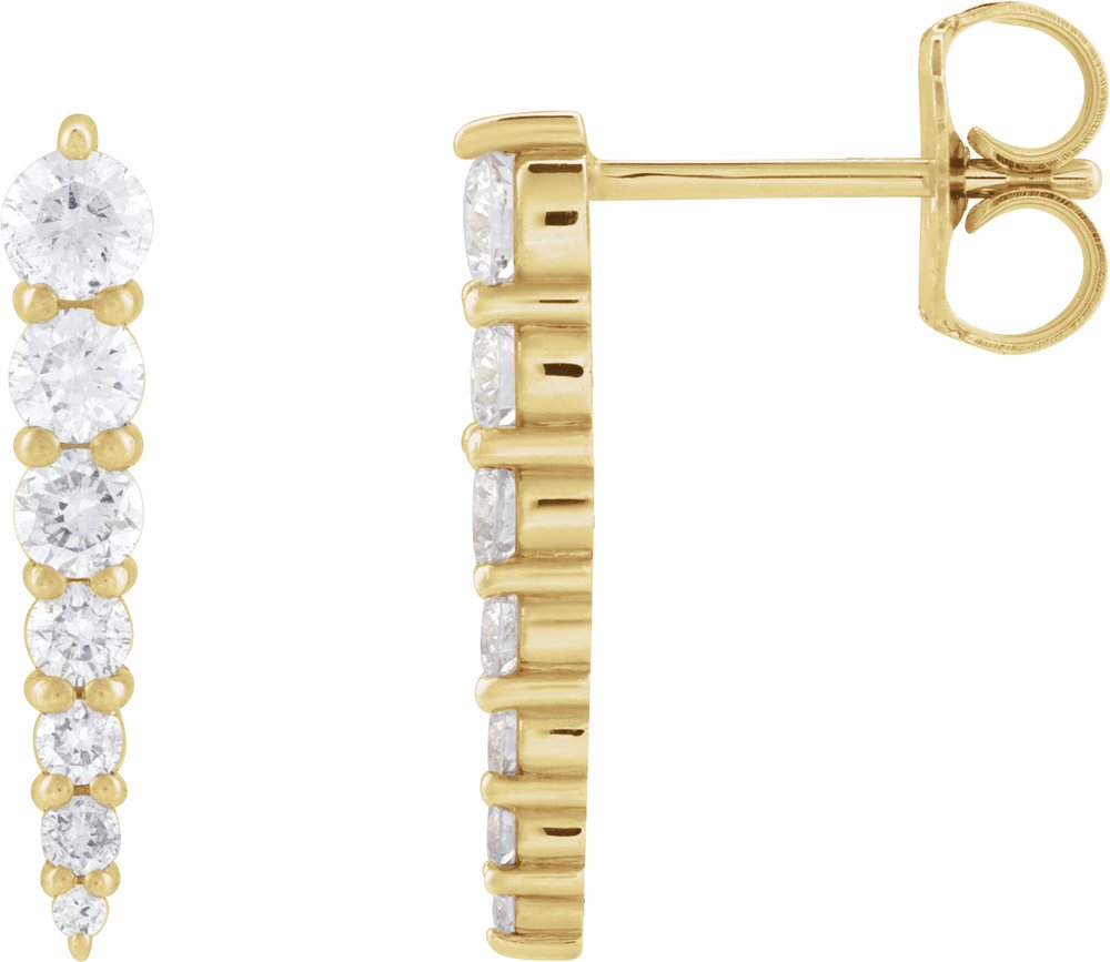 14K Yellow Gold 1/3 CTW Natural Diamond Graduated Bar Earrings