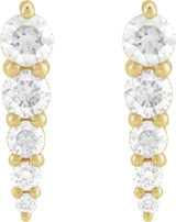 14K Yellow 1/2 CTW Natural Diamond Graduated Bar Earrings