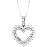 14K White Gold 1/3 CTW Natural Diamond Heart 16-18" Necklace