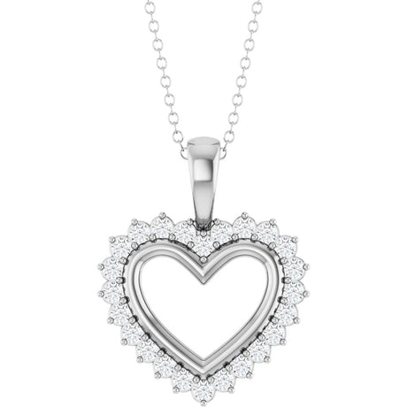 14K White Gold 1/3 CTW Natural Diamond Heart 16-18" Necklace