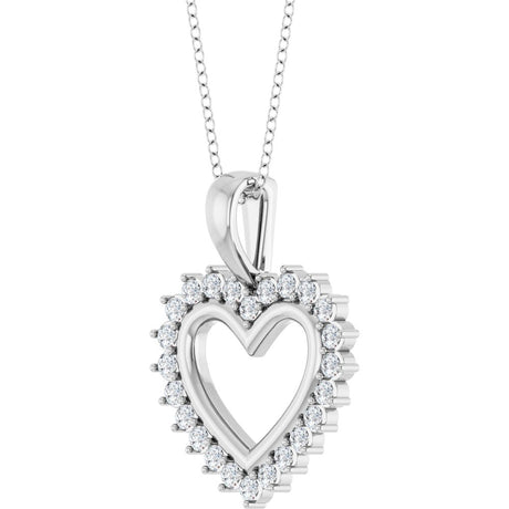 14K White Gold 1/3 CTW Natural Diamond Heart 16-18" Necklace