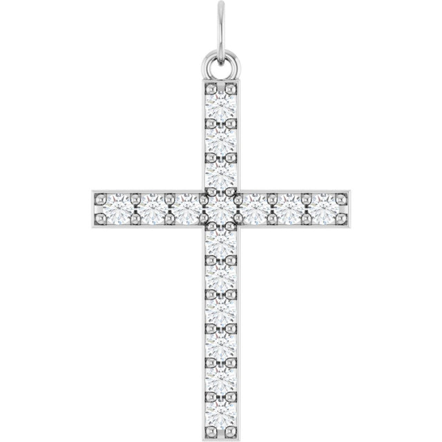 14K White Gold 1/2 CTW Lab-Grown Diamond Cross Pendant 