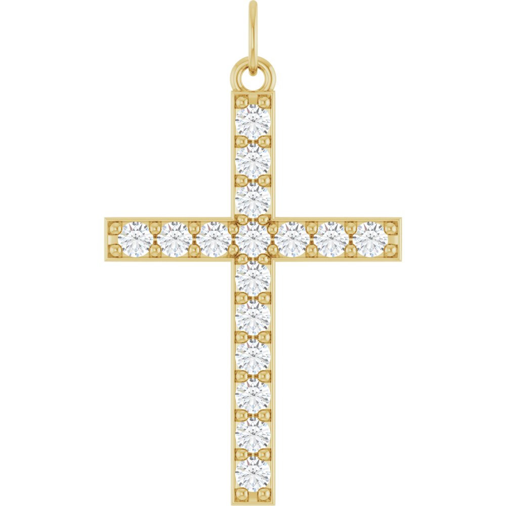 14K Yellow Gold 1/2 CTW Lab-Grown Diamond Cross Pendant 