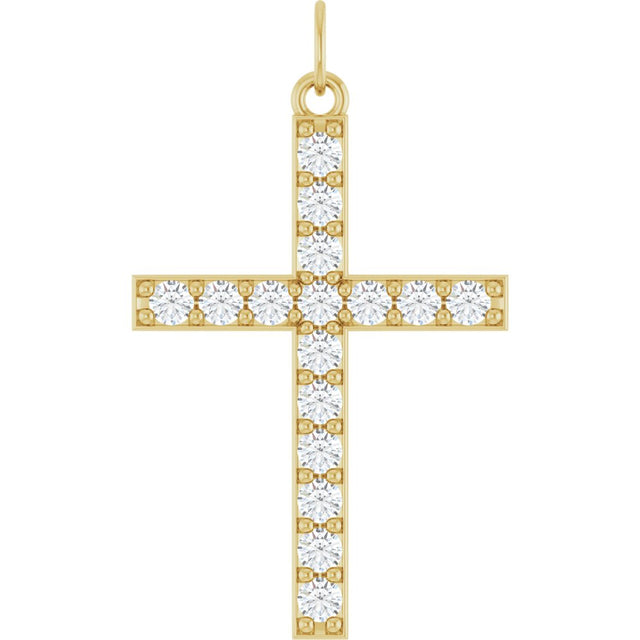 14K Yellow Gold 1/2 CTW Lab-Grown Diamond Cross Pendant 
