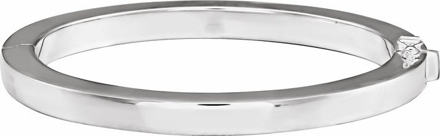 Sterling Silver Square Tube Hinged Bangle 7" Bracelet