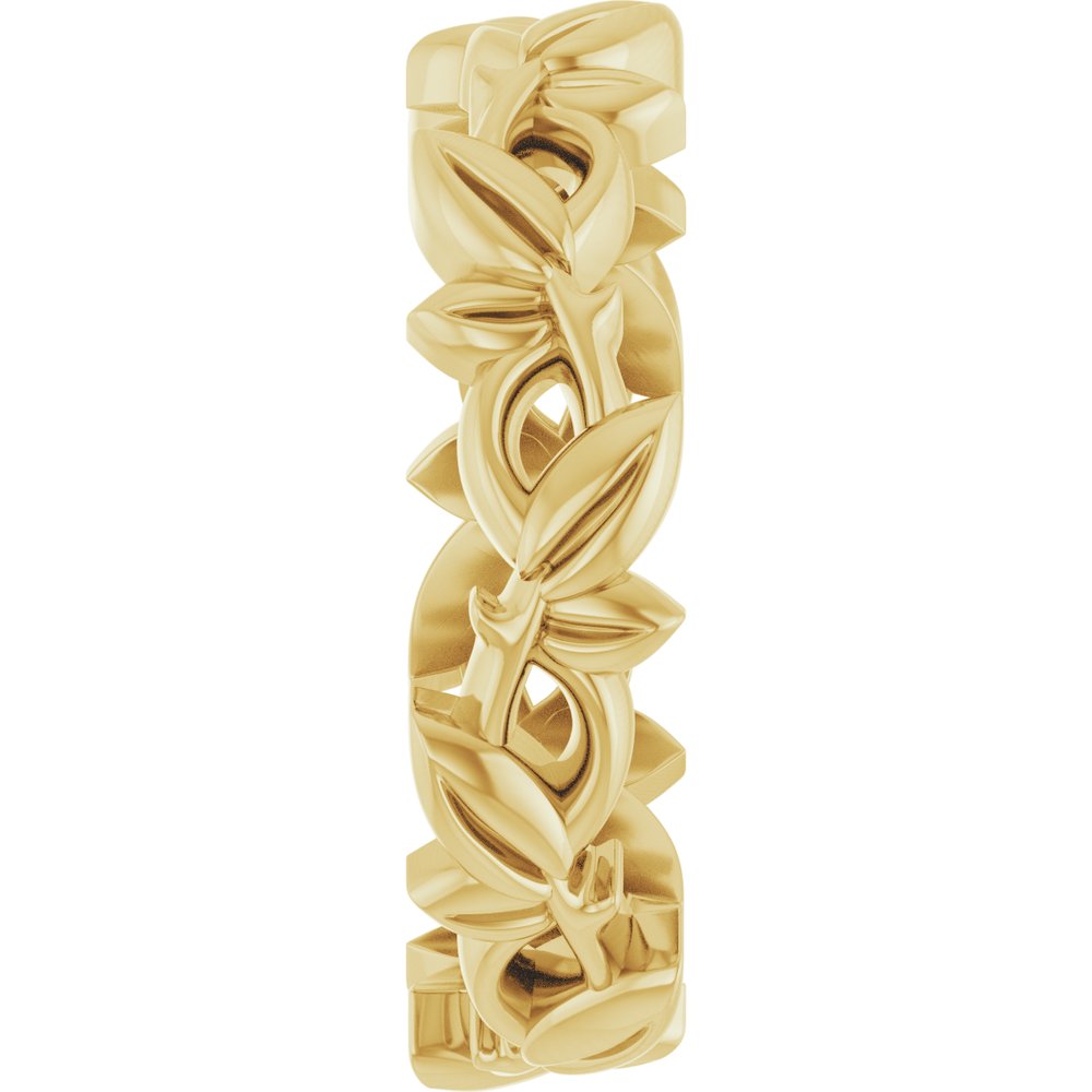 14K Yellow Gold 4.5 mm Floral Pierced Band Size 7