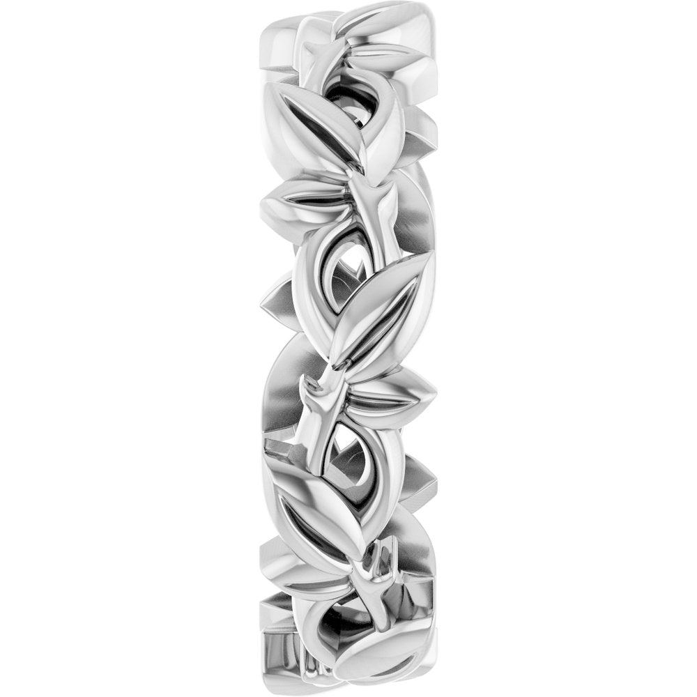 10K White Gold 4.5 mm Floral Pierced Band Size 7