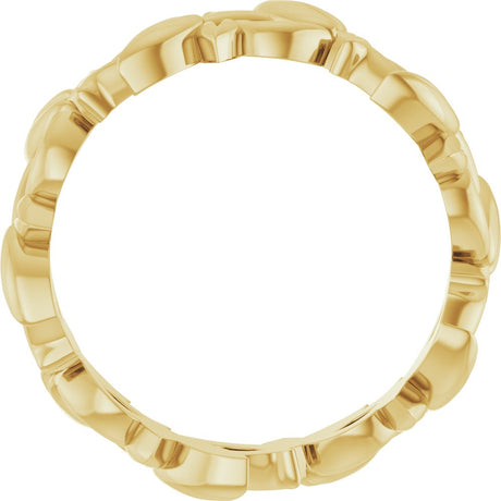 14K Yellow Gold 4.5 mm Floral Pierced Band Size 7